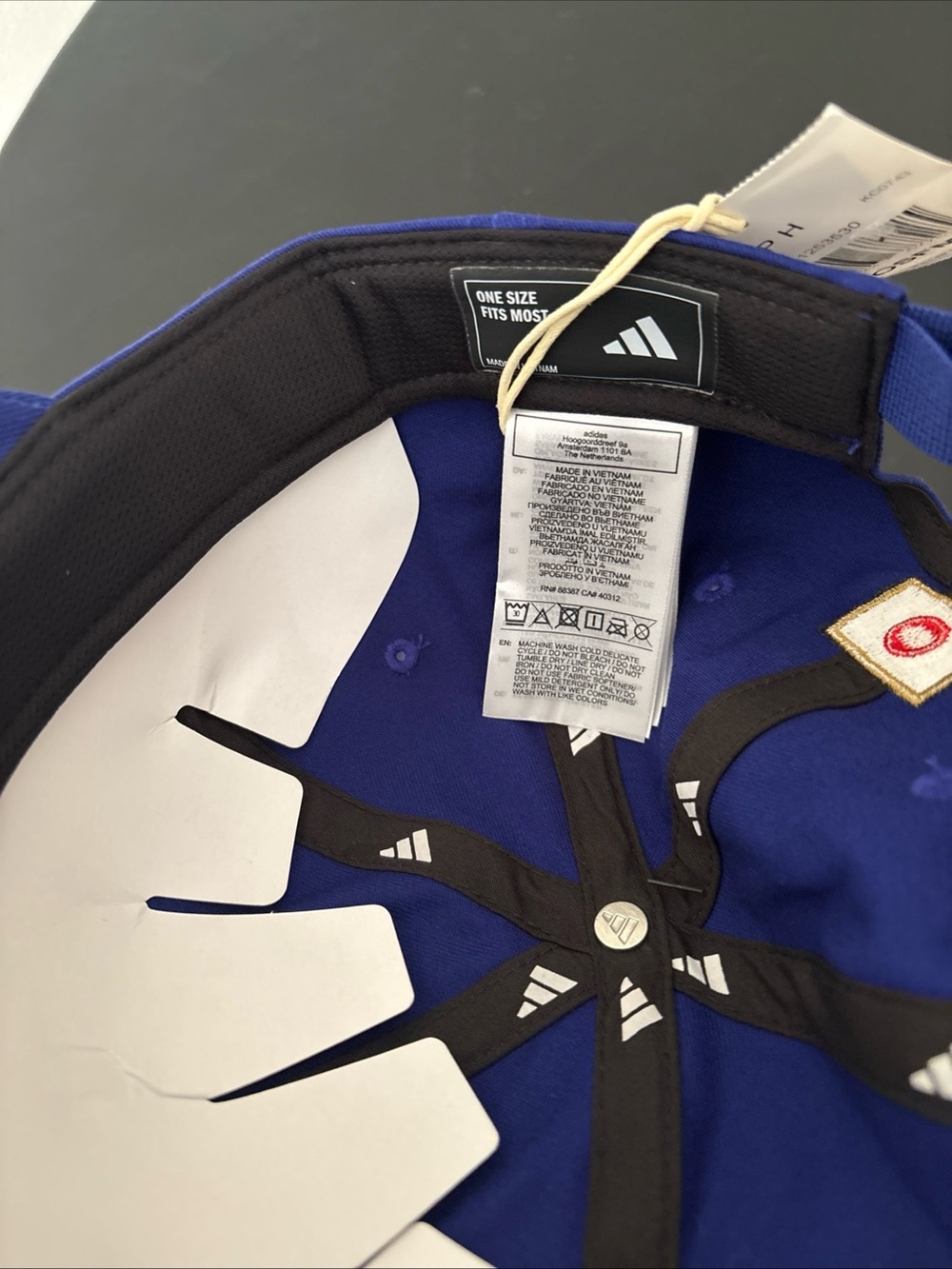 Adult OS Adidas Japan JFA Crest Blue Cap FIFA federation White Stripes - Picture 7 of 9